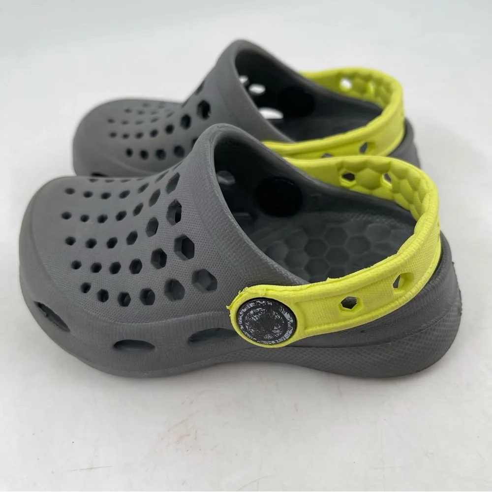 Joybees Unisex Toddler Gray Yellow Ventilated Mules Clogs Shoes - Size 4/5 Child